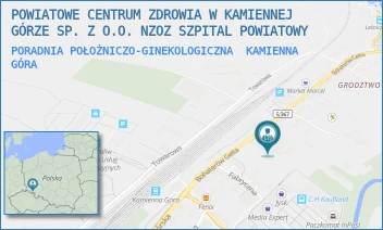 PORADNIA POŁOŻNICZO-GINEKOLOGICZNA - POWIATOWE CENTRUM ZDROWIA W KAMIENNEJ GÓRZE SP. Z O.O. NZOZ SZPITAL POWIATOWY - UL. BOHATERÓW GETTA 10,  KAMIENNA GÓRA