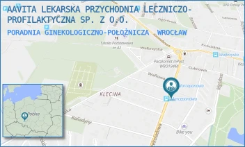 PORADNIA GINEKOLOGICZNO-POŁOŻNICZA - AAVITA LEKARSKA PRZYCHODNIA LECZNICZO- PROFILAKTYCZNA SP. Z O.O. - UL. CZEKOLADOWA 49A,  WROCŁAW