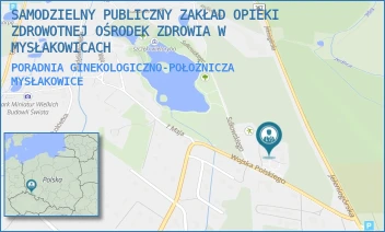 PORADNIA GINEKOLOGICZNO-POŁOŻNICZA - SAMODZIELNY PUBLICZNY ZAKŁAD OPIEKI ZDROWOTNEJ OŚRODEK ZDROWIA W MYSŁAKOWICACH - UL. WOJSKA POLSKIEGO 2A,  MYSŁAKOWICE