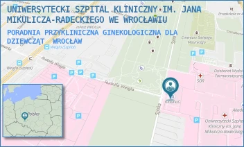 PORADNIA PRZYKLINICZNA GINEKOLOGICZNA DLA DZIEWCZĄT - UNIWERSYTECKI SZPITAL KLINICZNY IM. JANA MIKULICZA-RADECKIEGO WE WROCŁAWIU - UL. BOROWSKA 213,  WROCŁAW