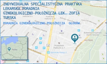 PORADNIA GINEKOLOGICZNO-POŁOŻNICZA - INDYWIDUALNA SPECJALISTYCZNA PRAKTYKA LEKARSKA PORADNIA GINEKOLOGICZNO-POŁOŻNICZA LEK. ZOFIA TURSKA - UL. STANISŁAWA MONIUSZKI 9,  GŁOGÓW