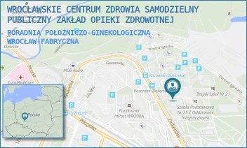 PORADNIA POŁOŻNICZO-GINEKOLOGICZNA - WROCŁAWSKIE CENTRUM ZDROWIA SAMODZIELNY PUBLICZNY ZAKŁAD OPIEKI ZDROWOTNEJ - UL. DOKERSKA 9,  WROCŁAW-FABRYCZNA