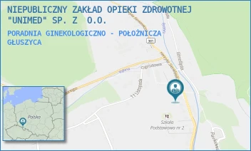 PORADNIA GINEKOLOGICZNO - POŁOŻNICZA - NIEPUBLICZNY ZAKŁAD OPIEKI ZDROWOTNEJ "UNIMED" SP. Z  O.O. - UL. SIENKIEWICZA 59A,  GŁUSZYCA