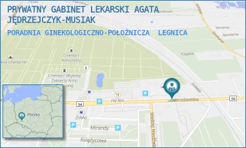 PORADNIA GINEKOLOGICZNO-POŁOŻNICZA - PRYWATNY GABINET LEKARSKI AGATA JĘDRZEJCZYK-MUSIAK - UL. WROCŁAWSKA 196,  LEGNICA