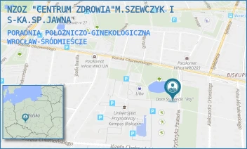 PORADNIA POŁOŻNICZO-GINEKOLOGICZNA - NZOZ "CENTRUM ZDROWIA"M.SZEWCZYK I S-KA.SP.JAWNA - UL. FRYDERYKA PAUTSCHA 5/7,  WROCŁAW-ŚRÓDMIEŚCIE