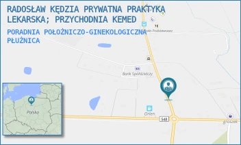 PORADNIA POŁOŻNICZO-GINEKOLOGICZNA - RADOSŁAW KĘDZIA PRYWATNA PRAKTYKA LEKARSKA; PRZYCHODNIA KEMED - 61,  PŁUŻNICA