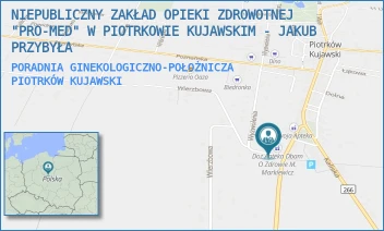 PORADNIA GINEKOLOGICZNO-POŁOŻNICZA - NIEPUBLICZNY ZAKŁAD OPIEKI ZDROWOTNEJ "PRO-MED" W PIOTRKOWIE KUJAWSKIM - JAKUB PRZYBYŁA - STRAŻACKA 2,  PIOTRKÓW KUJAWSKI