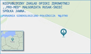 PORADNIA GINEKOLOGICZNO-POŁOŻNICZA - NIEPUBLICZNY ZAKŁAD OPIEKI ZDROWOTNEJ ,,PRO-MED" MAŁGORZATA RUSAK-ŚNIEĆ SPÓŁKA JAWNA. - 111,  KŁOTNO