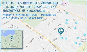 PORADNIA GINEKOLOGICZNO - POŁOŻNICZA PRZYCHODNIA NR 5 - MIEJSKI ZESPÓŁ OPIEKI ZDROWOTNEJ SP. Z O.O. NZOZ MIEJSKI ZESPÓŁ OPIEKI ZDROWOTNEJ WE WŁOCŁAWKU - ŻYTNIA 55,  WŁOCŁAWEK