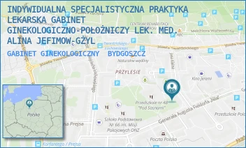 GABINET GINEKOLOGICZNY - INDYWIDUALNA SPECJALISTYCZNA PRAKTYKA LEKARSKA GABINET GINEKOLOGICZNO-POŁOŻNICZY LEK. MED. ALINA JEFIMOW-GŻYL - KS.JANA KLEINA 1,  BYDGOSZCZ