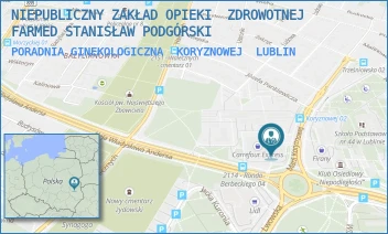 PORADNIA GINEKOLOGICZNA  KORYZNOWEJ - NIEPUBLICZNY ZAKŁAD OPIEKI  ZDROWOTNEJ FARMED STANISŁAW PODGÓRSKI - KORYZNOWEJ 2G,  LUBLIN