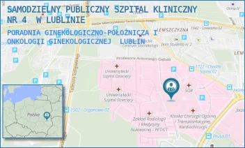 PORADNIA GINEKOLOGICZNO-POŁOŻNICZA I ONKOLOGII GINEKOLOGICZNEJ - UNIWERSYTECKI SZPITAL KLINICZNY NR 4 W LUBLINIE - DR. K. JACZEWSKIEGO 8,  LUBLIN