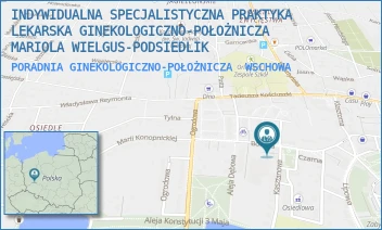 PORADNIA GINEKOLOGICZNO-POŁOŻNICZA - INDYWIDUALNA SPECJALISTYCZNA PRAKTYKA LEKARSKA GINEKOLOGICZNO-POŁOŻNICZA MARIOLA WIELGUS-PODSIEDLIK - UL. ZIELONY RYNEK 7,  WSCHOWA