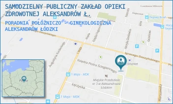 PORADNIA POŁOŻNICZO - GINEKOLOGICZNA - SAMODZIELNY PUBLICZNY ZAKŁAD OPIEKI ZDROWOTNEJ ALEKSANDRÓW Ł. - UL. MARII SKŁODOWSKIEJ - CURIE 1,  ALEKSANDRÓW ŁÓDZKI