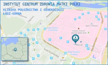 KLINIKA POŁOŻNICTWA I GINEKOLOGII - INSTYTUT CENTRUM ZDROWIA MATKI POLKI - UL. RZGOWSKA 281/289,  ŁÓDŹ-GÓRNA