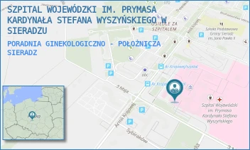 PORADNIA GINEKOLOGICZNO - POŁOŻNICZA - SZPITAL WOJEWÓDZKI IM. PRYMASA KARDYNAŁA STEFANA WYSZYŃSKIEGO W SIERADZU - UL. ARMII KRAJOWEJ 7,  SIERADZ