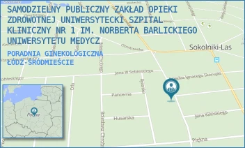 PORADNIA GINEKOLOGICZNA - SAMODZIELNY PUBLICZNY ZAKŁAD OPIEKI ZDROWOTNEJ UNIWERSYTECKI SZPITAL KLINICZNY NR 1 IM. NORBERTA BARLICKIEGO UNIWERSYTETU MEDYCZ - UL. PREZYDENTA GABRIELA NARUTOWICZA 96,  ŁÓDŹ-ŚRÓDMIEŚCIE