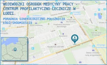 PORADNIA GINEKOLOGICZNO-POŁOŻNICZA - WOJEWÓDZKI OŚRODEK MEDYCYNY PRACY - CENTRUM PROFILAKTYCZNO-LECZNICZE W ŁODZI - UL. TYMIENIECKIEGO 18,  ŁÓDŹ-ŚRÓDMIEŚCIE