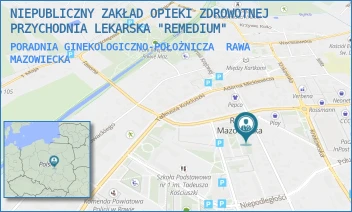 PORADNIA GINEKOLOGICZNO-POŁOŻNICZA - NIEPUBLICZNY ZAKŁAD OPIEKI ZDROWOTNEJ PRZYCHODNIA LEKARSKA "REMEDIUM" - UL. POLNA 2B,  RAWA MAZOWIECKA
