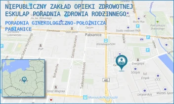 PORADNIA GINEKOLOGICZNO-POŁOŻNICZA - NIEPUBLICZNY ZAKŁAD OPIEKI ZDROWOTNEJ ESKULAP PORADNIA ZDROWIA RODZINNEGO - UL. GROBELNA 8,  PABIANICE