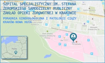 PORADNIA GINEKOLOGICZNA I PATOLOGII CIĄŻY - SZPITAL SPECJALISTYCZNY IM. STEFANA ŻEROMSKIEGO SAMODZIELNY PUBLICZNY ZAKŁAD OPIEKI ZDROWOTNEJ W KRAKOWIE - OS. NA SKARPIE  66,  KRAKÓW-NOWA HUTA