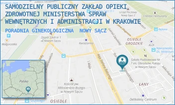 PORADNIA GINEKOLOGICZNA - SAMODZIELNY PUBLICZNY ZAKŁAD OPIEKI ZDROWOTNEJ MINISTERSTWA SPRAW WEWNĘTRZNYCH I ADMINISTRACJI W KRAKOWIE - UL. STANISŁAWA ŻÓŁKIEWSKIEGO 11,  NOWY SĄCZ