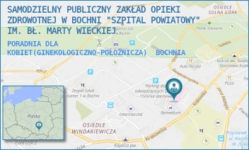 PORADNIA DLA KOBIET(GINEKOLOGICZNO-POŁOŻNICZA) - SAMODZIELNY PUBLICZNY ZAKŁAD OPIEKI ZDROWOTNEJ W BOCHNI "SZPITAL POWIATOWY" IM. BŁ. MARTY WIECKIEJ - UL. KRAKOWSKA 31,  BOCHNIA