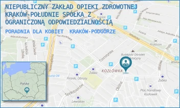 PORADNIA DLA KOBIET - NIEPUBLICZNY ZAKŁAD OPIEKI ZDROWOTNEJ KRAKÓW-POŁUDNIE SPÓŁKA Z OGRANICZONĄ ODPOWIEDZIALNOŚCIĄ - UL. NA KOZŁÓWCE 29,  KRAKÓW-PODGÓRZE