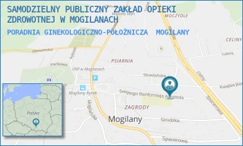 PORADNIA GINEKOLOGICZNO-POŁOŻNICZA - SAMODZIELNY PUBLICZNY ZAKŁAD OPIEKI ZDROWOTNEJ W MOGILANACH - UL. UL. ŚW. BARTŁOMIEJA APOSTOŁA 21,  MOGILANY