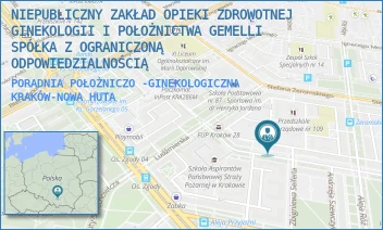 PORADNIA POŁOŻNICZO -GINEKOLOGICZNA - NIEPUBLICZNY ZAKŁAD OPIEKI ZDROWOTNEJ GINEKOLOGII I POŁOŻNICTWA GEMELLI SPÓŁKA Z OGRANICZONĄ ODPOWIEDZIALNOŚCIĄ - UL. OS. UROCZE 2,  KRAKÓW-NOWA HUTA