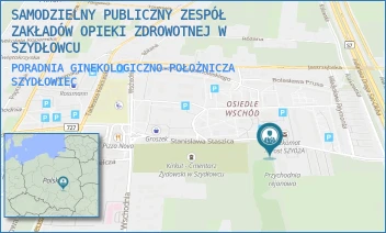 PORADNIA GINEKOLOGICZNO-POŁOŻNICZA - SAMODZIELNY PUBLICZNY ZESPÓŁ ZAKŁADÓW OPIEKI ZDROWOTNEJ W SZYDŁOWCU - STASZICA 4,  SZYDŁOWIEC
