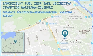 PORADNIA POŁOŻNICZO-GINEKOLOGICZNA - SAMODZIELNY PUBL ZESP ZAKŁ LECZNICTWA OTWARTEGO WARSZAWA-ŻOLIBORZ - KLAUDYNY 26B,  WARSZAWA BIELANY