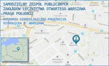 PORADNIA GINEKOLOGICZNO-POŁOŻNICZA OSTROŁĘCKA 4 - SAMODZIELNY ZESPÓŁ PUBLICZNYCH ZAKŁADÓW LECZNICTWA OTWARTEGO WARSZAWA PRAGA POŁUDNIE - OSTROŁĘCKA 4,  WARSZAWA