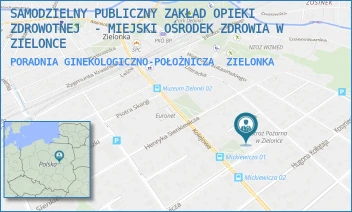 PORADNIA GINEKOLOGICZNO-POŁOŻNICZA - MIEJSKA PRZYCHODNIA ZDROWIA SAMODZIELNY PUBLICZNY ZAKŁAD OPIEKI ZDROWOTNEJ W ZIELONCE - MICKIEWICZA 18,  ZIELONKA