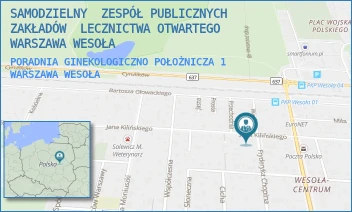 PORADNIA GINEKOLOGICZNO POŁOŻNICZA 1 - SAMODZIELNY  ZESPÓŁ PUBLICZNYCH  ZAKŁADÓW  LECZNICTWA OTWARTEGO WARSZAWA WESOŁA - JANA KILIŃSKIEGO 48,  WARSZAWA WESOŁA