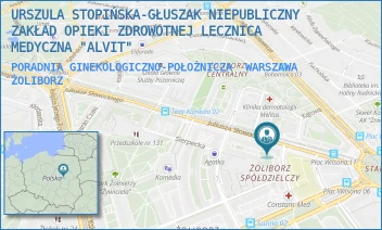 PORADNIA GINEKOLOGICZNO-POŁOŻNICZA - URSZULA STOPIŃSKA-GŁUSZAK NIEPUBLICZNY ZAKŁAD OPIEKI ZDROWOTNEJ LECZNICA MEDYCZNA "ALVIT" - SŁOWACKIEGO 5/13,  WARSZAWA ŻOLIBORZ
