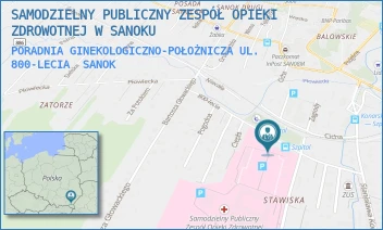 PORADNIA GINEKOLOGICZNO-POŁOŻNICZA UL. 800-LECIA - SAMODZIELNY PUBLICZNY ZESPÓŁ OPIEKI ZDROWOTNEJ W SANOKU - UL. 800-LECIA 26,  SANOK