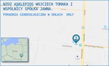PORADNIA GINEKOLOGICZNA W ORŁACH - NZOZ ASKLEPIOS WOJCIECH TOMAKA I WSPÓLNICY SPÓŁKA JAWNA. - KRAKOWSKA 1,  ORŁY