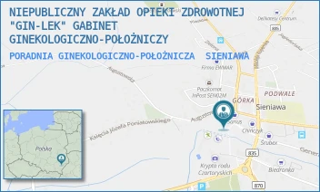 PORADNIA GINEKOLOGICZNO-POŁOŻNICZA - NIEPUBLICZNY ZAKŁAD OPIEKI ZDROWOTNEJ "GIN-LEK" GABINET GINEKOLOGICZNO-POŁOŻNICZY - UL. SOBIESKIEGO 7, SIENIAWA