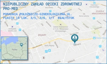 PORADNIA POŁOŻNICZO-GINEKOLOGICZNA UL. PIASTA 14 LOK. 3/5, 3/6, 3/7 - NIEPUBLICZNY ZAKŁAD OPIEKI ZDROWOTNEJ PRO-MED - PIASTA 14,  BIAŁYSTOK