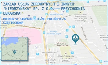 PORADNIA GINEKOLOGICZNO-POŁOŻNICZA - ZAKŁAD USŁUG ZDROWOTNYCH I INNYCH "KIEDRZYŃSKA" SP. Z O.O. - PRZYCHODNIA LEKARSKA - UL. KIEDRZYŃSKA 81A [BRAK],  CZĘSTOCHOWA