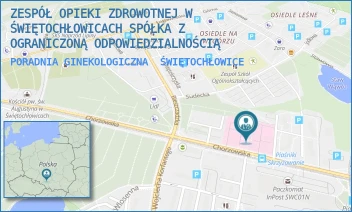 PORADNIA GINEKOLOGICZNA - ZESPÓŁ OPIEKI ZDROWOTNEJ W ŚWIĘTOCHŁOWICACH SPÓŁKA Z OGRANICZONĄ ODPOWIEDZIALNOŚCIĄ W RESTRUKTURYZACJI - UL. CHORZOWSKA 36,  ŚWIĘTOCHŁOWICE