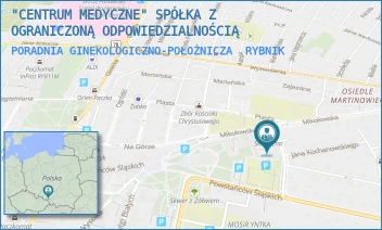 PORADNIA GINEKOLOGICZNO-POŁOŻNICZA - "CENTRUM MEDYCZNE" SPÓŁKA Z OGRANICZONĄ ODPOWIEDZIALNOŚCIĄ - UL. BYŁYCH WIĘŹNIÓW POLITYCZNYCH 3,  RYBNIK