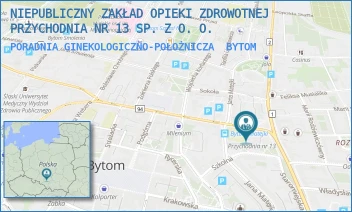 PORADNIA GINEKOLOGICZNO-POŁOŻNICZA - NIEPUBLICZNY ZAKŁAD OPIEKI ZDROWOTNEJ PRZYCHODNIA NR 13 SP. Z O. O. - UL. MARSZ. JÓZEFA PIŁSUDSKIEGO 84,  BYTOM