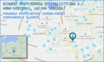 PORADNIA PROFILAKTYKI CHORÓB PIERSI - BIODENT PRZYCHODNIA SPECJALISTYCZNA S.C. ANNA SOBIERAJ, LUCJAN SOBIERAJ - UL. WALEREGO WRÓBLEWSKIEGO 67,  SIEMIANOWICE ŚLĄSKIE