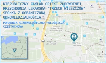 PORADNIA GINEKOLOGICZNO-POŁOŻNICZA - NIEPUBLICZNY ZAKŁAD OPIEKI ZDROWOTNEJ PRZYCHODNIA LEKARSKA "TRZECH WIESZCZÓW" SPÓŁKA Z OGRANICZONĄ ODPOWIEDZIALNOŚCIĄ - UL. ZANA 6,  CZĘSTOCHOWA