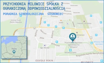 PORADNIA GINEKOLOGICZNA - PRZYCHODNIA MILOWICE SPÓŁKA Z OGRANICZONĄ ODPOWIEDZIALNOŚCIĄ - UL. KRZYSZTOFA KAMILA BACZYŃSKIEGO 14 C,  SOSNOWIEC