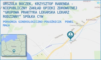 PORADNIA GINEKOLOGICZNO-POŁOŻNICZA - NZOZ "GRUPOWA PRAKTYKA LEKARSKA LEKARZ RODZINNY" SPÓŁKA CYWILNA URSZULA, BOCZEK, KRZYSZTOF RABENDA, DANUTA KUBICKA-RABENDA - UL. JANA PAWŁA II 66,  PEWEL MAŁA
