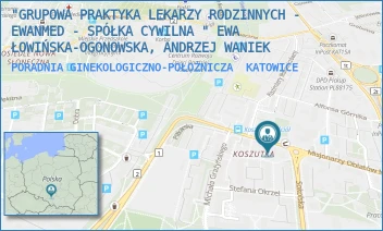 PORADNIA GINEKOLOGICZNO-POŁOŻNICZA - "GRUPOWA PRAKTYKA LEKARZY RODZINNYCH - EWANMED - SPÓŁKA CYWILNA " EWA ŁOWIŃSKA-OGONOWSKA, ANDRZEJ WANIEK - UL. MISJONARZY OBLATÓW MN 21,  KATOWICE