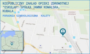 PORADNIA GINEKOLOGICZNA - NIEPUBLICZNY ZAKŁAD OPIEKI ZDROWOTNEJ "ESKULAP" SPÓŁKA JAWNA KOWALSKA, KUBALA - UL. GWOŹDZIA 2,  KALETY